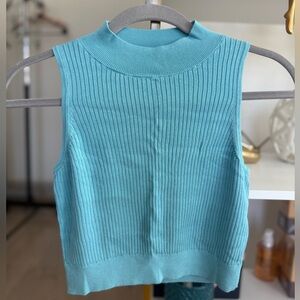 UNIQLO Sleeveless Ribbed Knit Top in Aqua